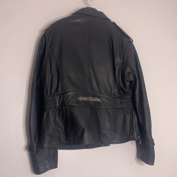 Harley Davidson women’s XL Genuine Leather Black Moto biker jacket outerwear - Picture 4 of 11